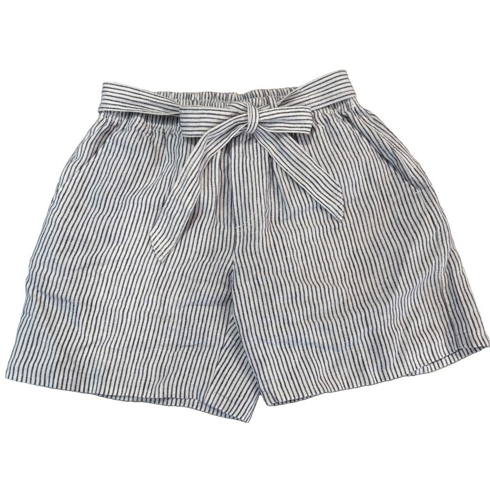 Polo RALPH LAUREN Womens LARGE Linen Shorts Elastic Waist Front Tie POCKETS NWT